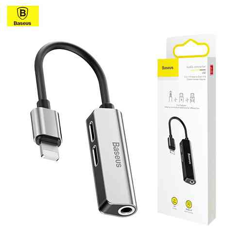 Baseus 3-in-1 iP Male to Dual iP & 3.5mm Female Adapter L52 Black Baseus 3-in-1 iP Male to Dual iP & 3.5mm Female Adapter L52 Black